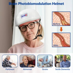 ZJZK 1070nm 280 Diodes LED Helmet for Brain Injury Near Infrared Light Therapy Helmet PBM Technology Device 40Hz for Parkinson
