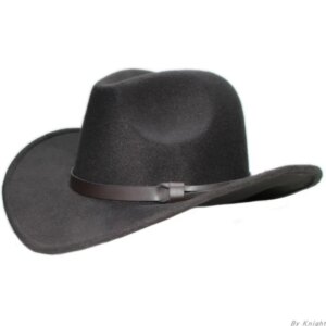 Vintage coffee belt casual woolen cowboy hat with large brim and wide sunshade for men women