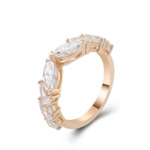 Provence 10K/14K/18K Moissanite Half Eternity Rings for Women Marquise Cut D Color Promise Rings for Couples Custom Jewelry GRA