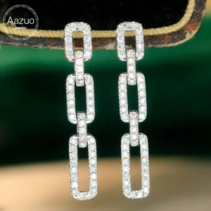 Aazuo Real Jewelry 18K Gold White Gold Natrual Diamonds 0.26ct Long Drop Earring For Woman Upscale Trendy Wedding Engagement