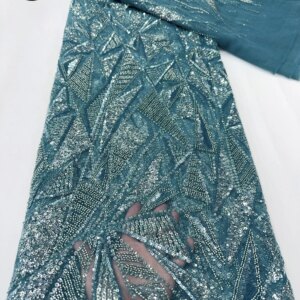 Brangdy 5 Yards Latest African Sequins Lace Fabric 2025 High Quality Embroidery Beaded Mesh Fabric For Women Wedding Party Dress