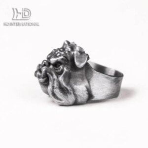 Bully Dog Ring Pet Ring Brass 925 silver handmade custom jewelry