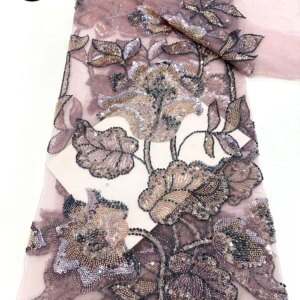 Elegant French Tulle Sequin Lace Fabric 2025, High-Quality African Beaded Mesh Lace Fabric, Nigerian Wedding Party Dress 5 Yards