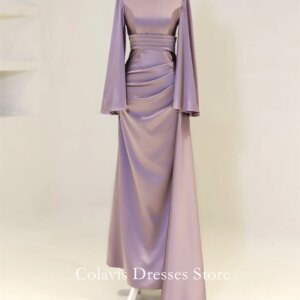 OIMG Dubai Mordern High Neck Customized Prom Dresses Evening Dress Satin Ruched Mermaid Women Evening Gowns Formal Party Dress
