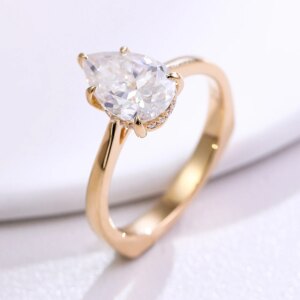 Provence Luxury Solitaire Ring KGold IGI D/VS1 3ct Pear cut Lab Diamonds Classic Halo band Wedding ring Engagement band Custom