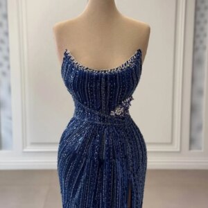 DMDRS Strapless Evening Dress Luxe Crystal Beaded Party Gown Classic Sleeveless A-Line Floor-Length Party Dresses فساتين سهرة