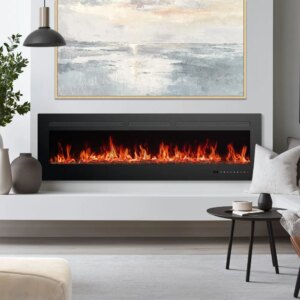 Electric Fireplace, 1500W/750W Wall Mount or Recessed Fireplace Insert and Freestanding, fireplace Heater with Remote Control