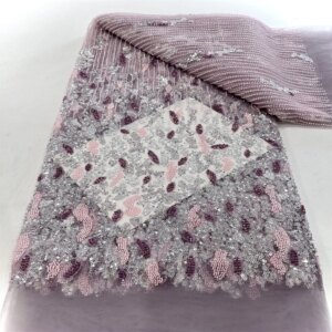 2024 New African Nigerian French High Quality 2024 Hot Sale Lace Fabric With Beads Sequins Bride Party Wedding Embroiderg Dress
