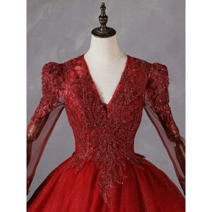Sonhar Vestidos 15 Quinceanera Dresses 2025 Full Sleeve Party Dress Elegant V-neck Ball Gown Customized Dresses For Quinceanera