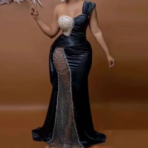 2025 African Women Formal Party Dress Aso Ebi Arabia See Through Mermaid Evening Gowns Elegant One Shoulder Prom Dresses