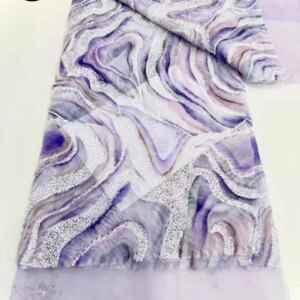 African Sequin Lace Fabric 2025 Purple High Quality Handmade Beaded Nigeria French Tulle Lace Material Women Wedding Material