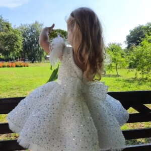 Meet Romance Vintage Princess Lace Tulle Flower Girls Dress for Kid Child Wedding Party Juniorbridesmaid Maxi Ball Gown Evening