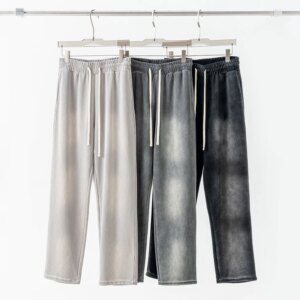 370G High Street Men’s Drawstring Monkey Washed Sweatpants Straight Leg Retro Loose Casual Terry Streetwear Jogger Pants for Men