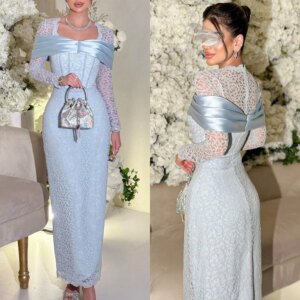 Customized Evening Jersey Draped Pleat Ruched Evening A-line Square Collar Bespoke Occasion Gown Midi Dresses Sexy Casual