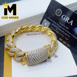 VVS 20mm Three Rows Moissanite Cuban Chain Bracelet Necklace S925 Silver Iced Out For Men Women Hip Hop Jewelry Pass Diamonds