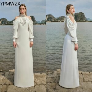Customized Evening Dress Formal Party Occasion Prom Gown YPMWZX High Collar A-line Floor Length Skirts Bead Bespoke Dre