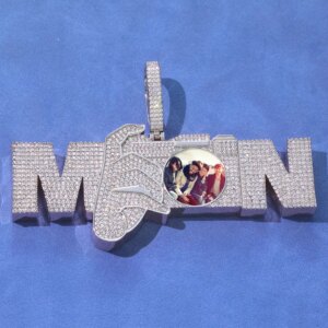 Customized Necklace Commemorative Photo Necklace Personalized Photo Pendant Chain Brass Ice Cubic Zirconia Hip-hop Jewelry
