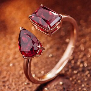 Provence Luxury toi et moi rings Ruby Lab Gemstones 10K Solid Gold Open Ended Ring Wedding Band Engagement ring Jewelry Custom