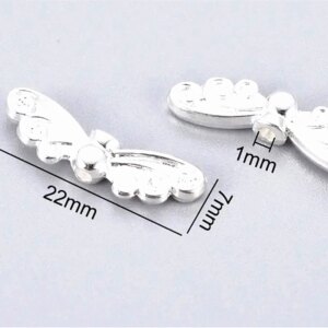 10000pcs 22x7mm Plated Silver Alloy Wing Beads for Jewelry Accessories