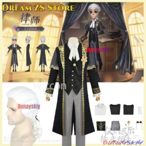 Freddy Riley Anime Game Identity Ⅴ Cosplay Lawyer Costume The Weight Of Justice Tailcoat Gothic Coat Wigs Halloween Cosplay