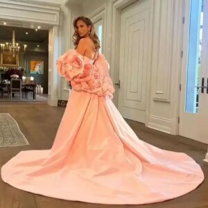 2025 Pink Jacket Robe Party Dress Vestidos De Fiesta 3D Floral Special Occasion Maxi Gowns Gorgeous Formal Dresses