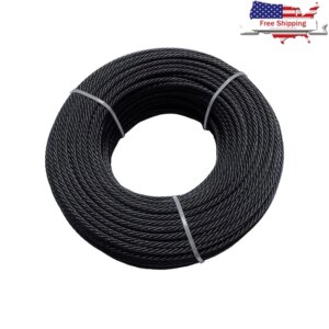 3/16in Black Wire Rope T316 Stainless Steel Cable 250ft Aircraft Cable Deck Railing Hardware Kit 7×7 Strand Durable Rustproof