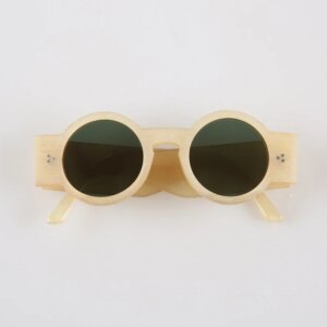 Women Sunglasses Man Round Retro Rough Wide Temple Handmade 100% Natural Horn Polarized Sunglass Men Luxury Fashion Glasses