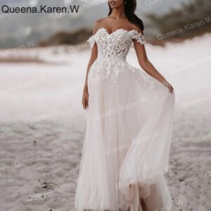 Elegant A line Wedding Dress off shoulder lace applique bride dress robe de mariee A line Wedding Bridal Gown