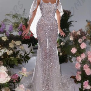 Luxurious spaghetti strap Evening Gown 2024 Charming Beaded Party Dress Solemn A-line Floor Length Gowns for Wedding Guests