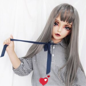 (Chan02)Female Sweet Girl Resin Half Head Kigurumi BJD Eyes Crossdress Cosplay Japanese Anime Role Lolita Mask With Eyes And Wig