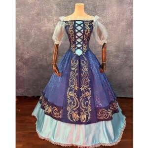 Ariel Princess Cosplay Costume Adult Women’s Embroidery Dress for Halloween Party