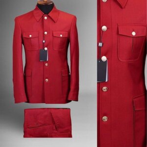 Men’s Chinese Tunic Suits Stand Collar Tuxedos 2 Pieces Groom Wear For Wedding Business Office Jacket With Pants Customize