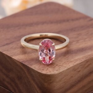 Provence Classic solitaire Ring Oval cut pink Lab Gemstones 10KGold Ring Wedding Band Anniversaries Gift Personalized Custom