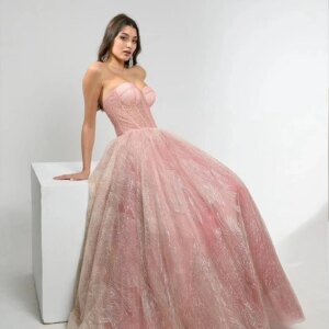Wedding Guest Colour Blush Wedding Dress Corset Glitter Ball Gown Prom Party Dress Tulle Evening Luxury Dress