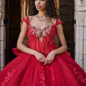 Customized Shiny Red Off Shoulder Quinceanera Dress Tull 3D flower Beadwork applique Bow vestidos de 15 Quinceanera