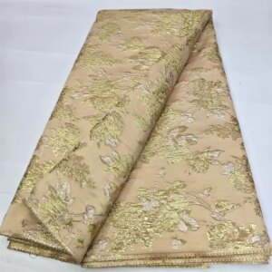Gold 2024 New African Brocade Lace Fabric French Floral Fabric Jacquard Lace For Sewing DIY Skirt Dress Clothing Materials