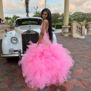 Fashion Pink Women Prom Dresses Shiny Sequin Spaghetti Strap Sweetheart Floor Length Ball Gowns Luxury Cocktail Evening Party