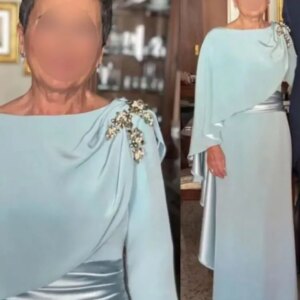 Modern Boat Neck Mother Of The Bride Dress For Wedding Long Sleeves Elegant Chiffon Floor-Length Evening Party Gowns New
