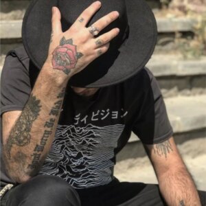 Black big brimmed flat hat top men’s felt trendy