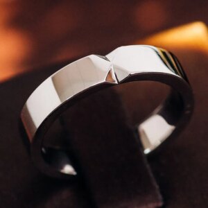 Provence Fashion geometry Ring for Men PT950 KGold Shiny band Minimalist Punk Parties  Projection Reflection Personalized Custom