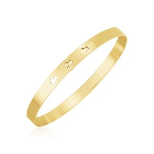 14k Yellow Gold High Polish Keyhole Clasp Bangle 6mm