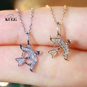 KUGG 100% 18K White or Yellow Gold Necklace Women Romantic Constellation Design Real Natural Diamond Necklace High Jewelry Gift