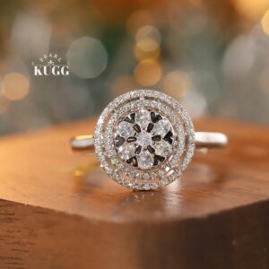 KUGG 100% 18K White Gold Rings Shiny Round Shape 0.55carat Real Natural Diamond Engagement Ring for Women High Wedding Jewelry