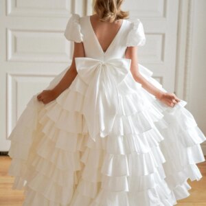 Mvozein Layers Flower Girl Dresses Ivory Birthday Girl Dress Two Pieces High-Low Princess Dress Cute Baby Girl Dress Girl Gown