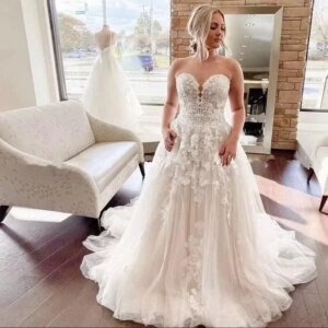 Boho Wedding Dresses for Bride with Appliques A-Line Bridal Dresses for Wedding customized
