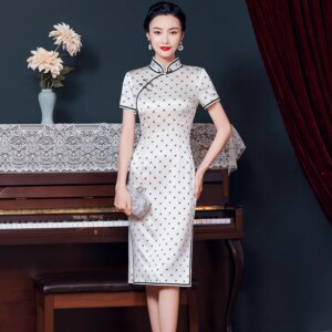 High Quality Heavy Real Silk Cheongsam Qipao Summer 2024 New High-End Daily Improved Dress Temperament Mid-Length Formal