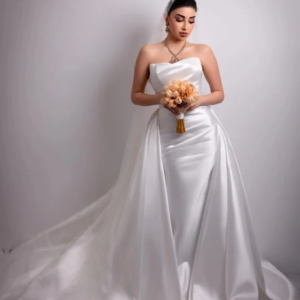 Customized Sexy White Wedding Dresses Satin Strapless Bridal Gowns vestidos de novia de talla grande robe de mariée