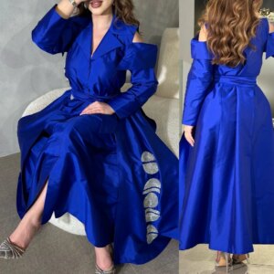 Customized High Quality Sparkle Exquisite Satin Beading Christmas Ball Gown V-neck Bespoke Occasion Midi Es