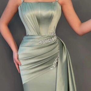 CustomizedFormal Exquisite High Quality Sequined Pleat Ruched A-line Spaghetti Strap Long Dresses Cocktail Dresses Classic Retro