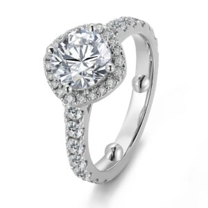 Provence jewelry 1.5CT D/VS1 round cut lab diamond promise engagement ring for women 14K/18K white gold halo wedding ring custom